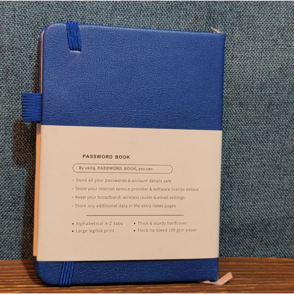 Password Book Internet Logbook Organizer Alphabetical Tabs Blue 4x5